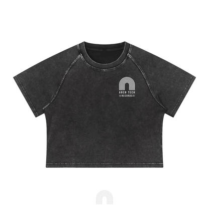 Women's Acid Wash Crop Top (Black)