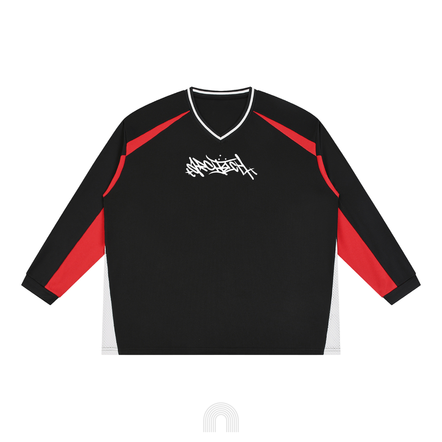 Long Sleeve Graffiti Jersey (Black w/ Red)