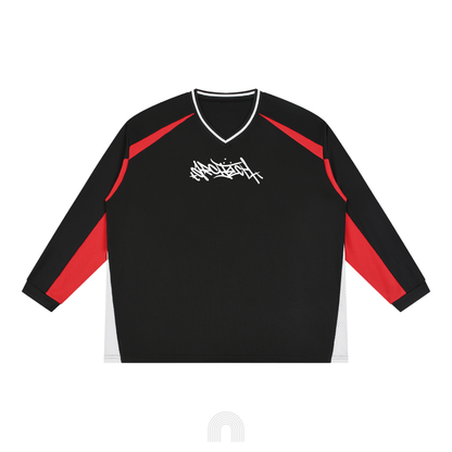 Long Sleeve Graffiti Jersey (Black w/ Red)