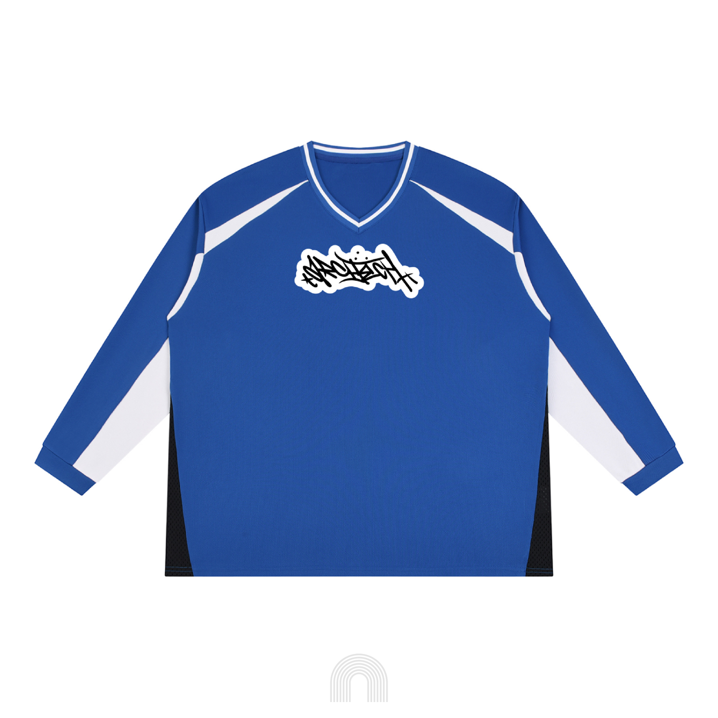 Long Sleeve Graffiti Jersey (Blue w/ White)