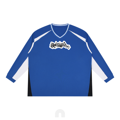 Long Sleeve Graffiti Jersey (Blue w/ White)