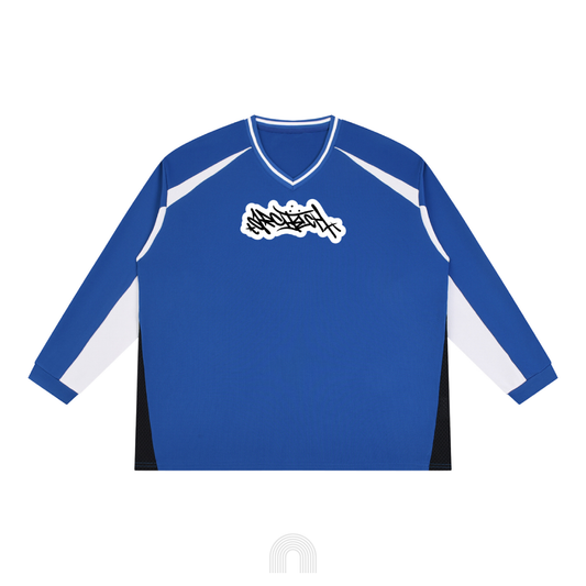 Long Sleeve Graffiti Jersey (Blue w/ White)